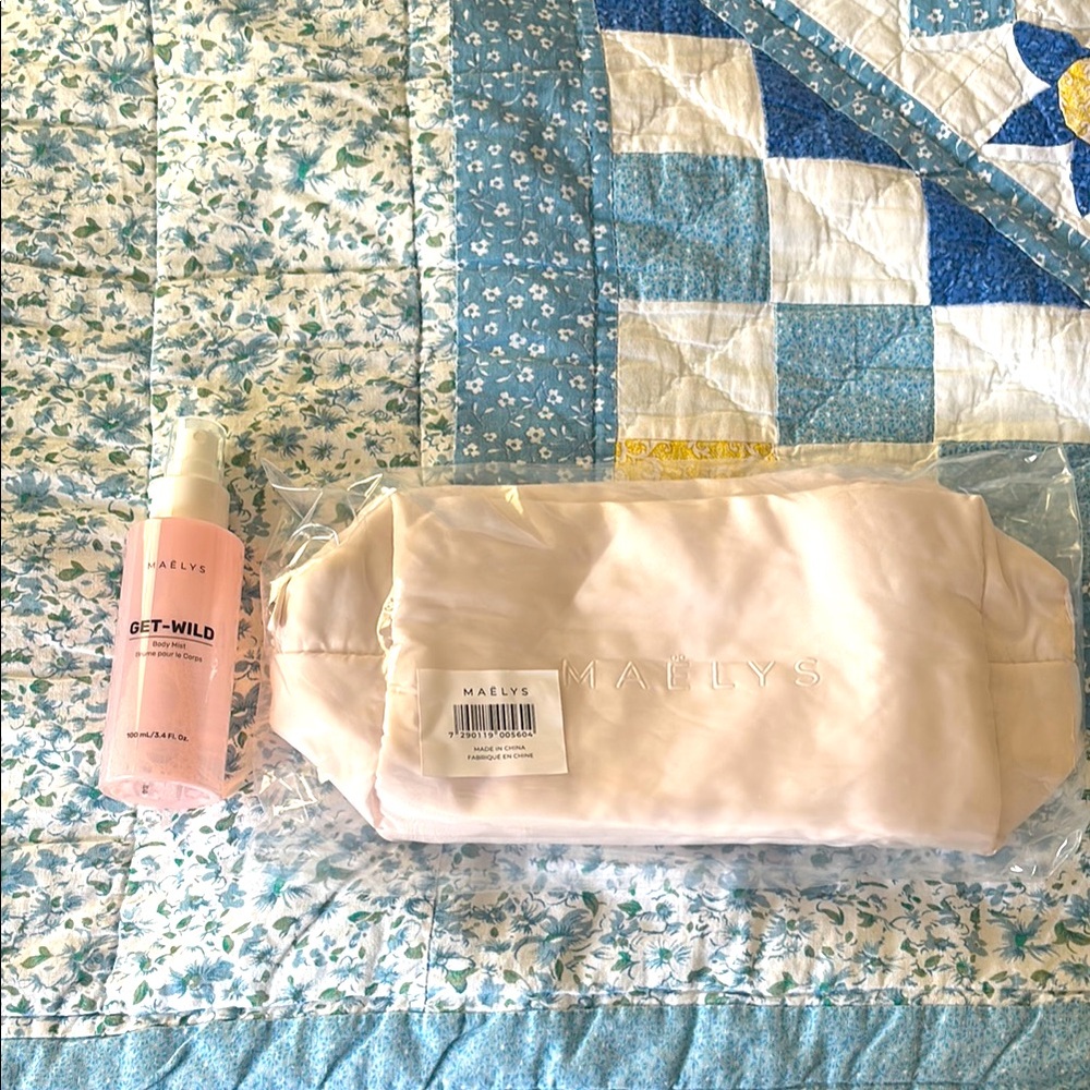Maelys body mist and cosmetic bag